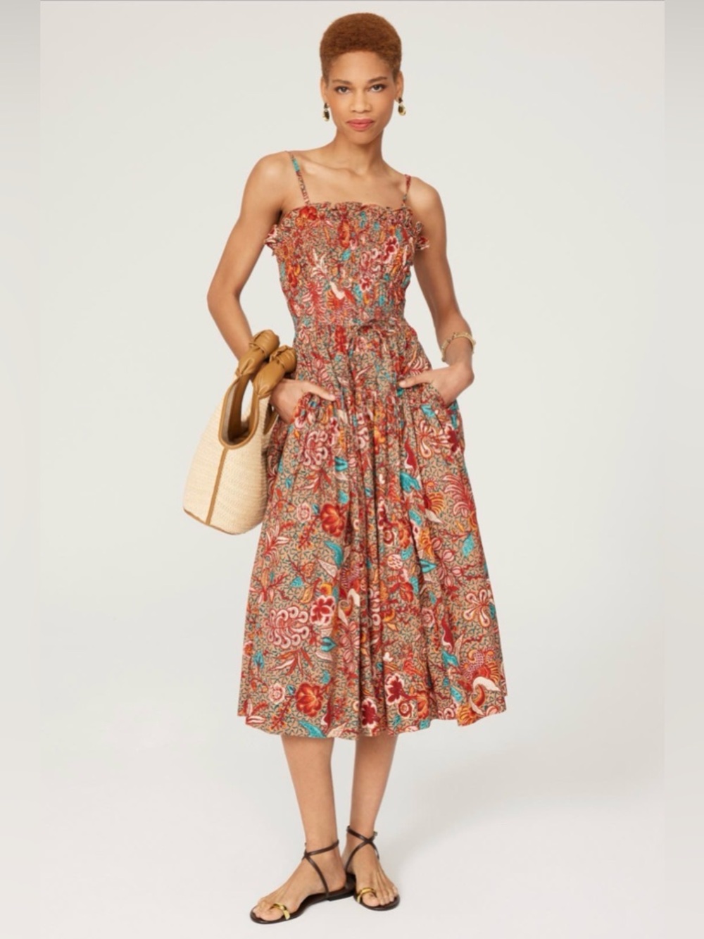 Ulla Johnson Red and Blue Midi Dress